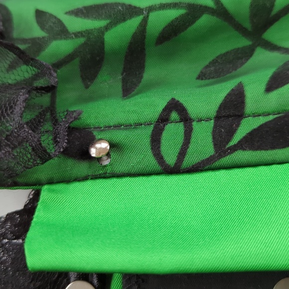 Strapless Lace Ruffle Lace Up Corset With Panty Lingerie Plus 4XL Green Black - Picture 15 of 16